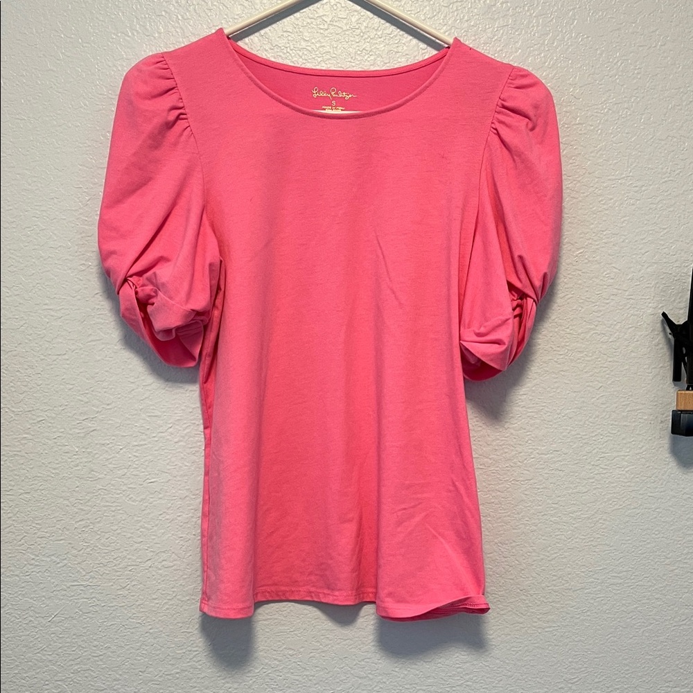 Lilly Pulitzer Pink Puff Sleeve Blouse